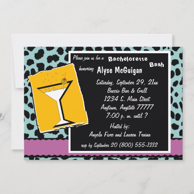 Invitación a la fiesta del leopardo Verde azulado  (Anverso)