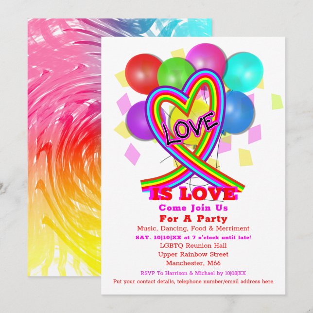  Invitación a la fiesta del orgullo gay LGBTQ (Anverso / Reverso)