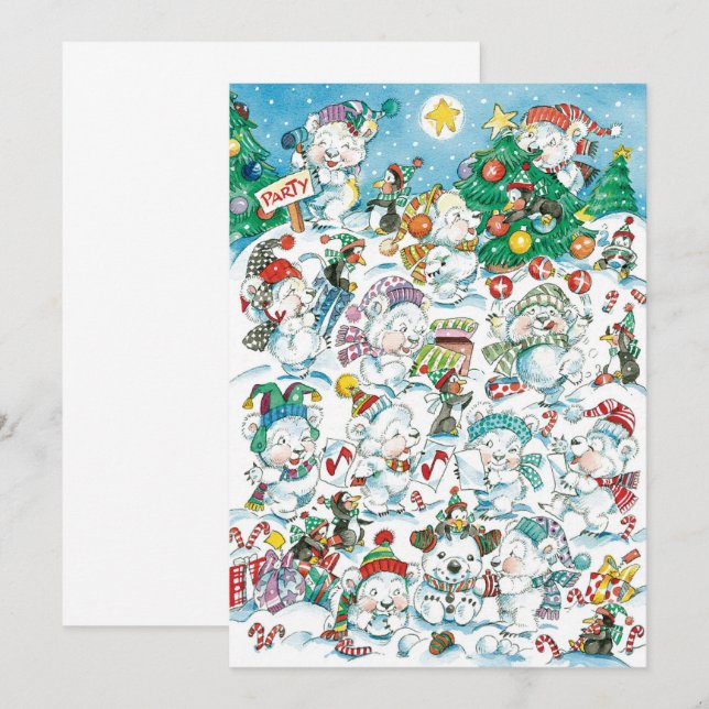 Invitación a la fiesta del oso polar de Navidades  (Anverso / Reverso)