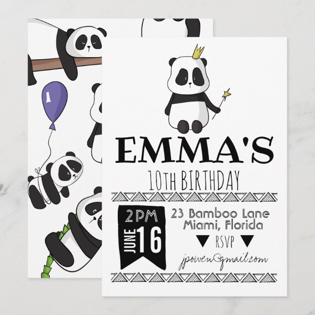 Invitación a la fiesta del panda (Anverso / Reverso)