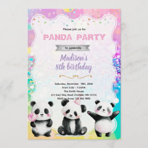invitación a la fiesta del panda lindo