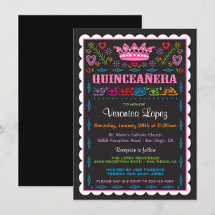 Invitación a la Fiesta del Papel Picado de Quincea