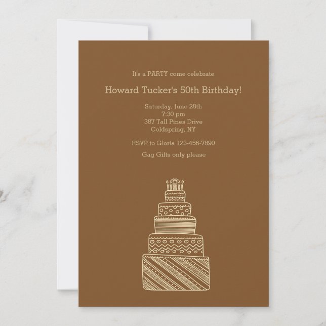 Invitación a la fiesta del pastel de cumpleaños (Anverso)