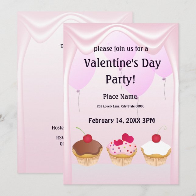 Invitación a la fiesta del pastel El día de San Va (Anverso / Reverso)