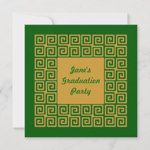 Invitación a la fiesta del patrón verde y dorado