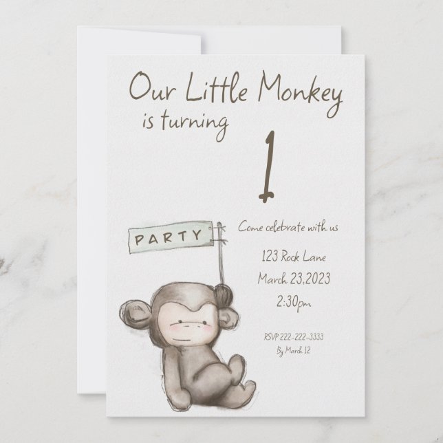 Invitación a la fiesta del pequeño mono (Anverso)