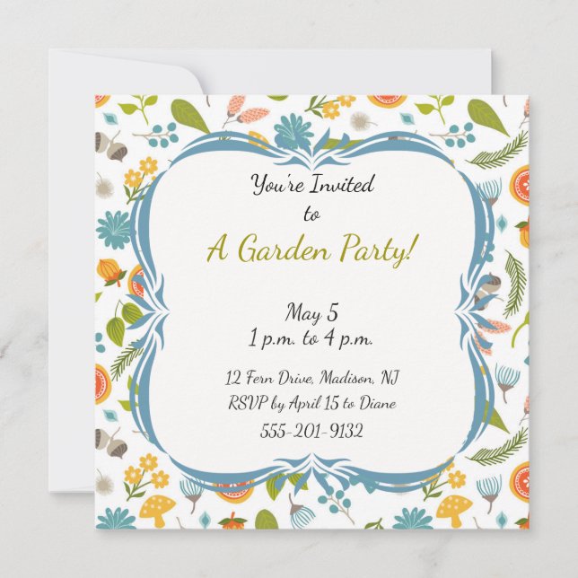Invitación a la fiesta del Personalizado Jardín (Anverso)