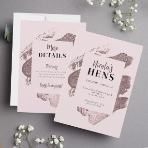 Invitación a la fiesta del Purpurina rosa Glam Hen