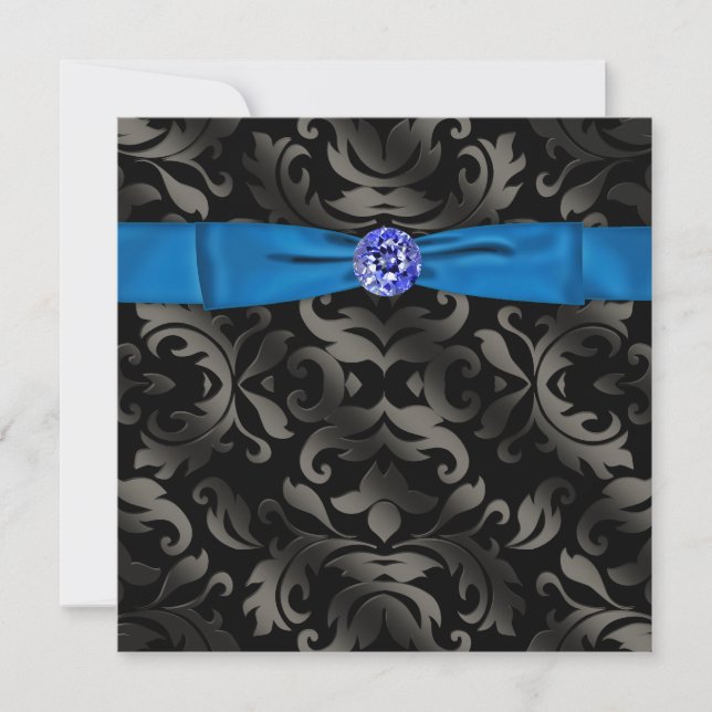 Invitación a la fiesta del Royal Blue Black Tie Bl (Anverso)