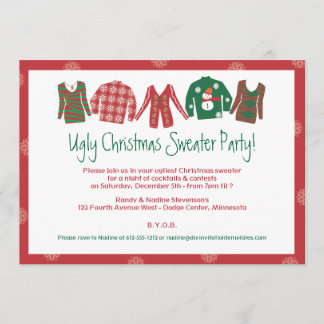 Invitación a la fiesta del suéter feo de Navidad