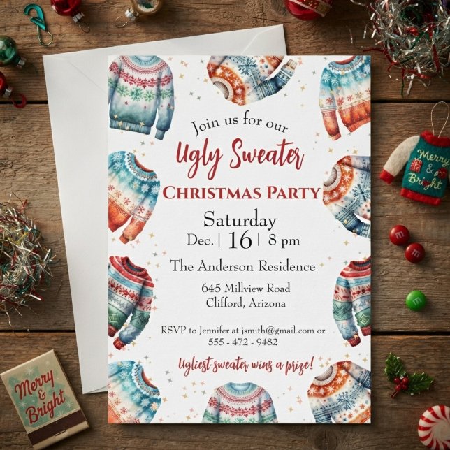 Invitación a la fiesta del suéter feo de Navidad (Subido por el creador)