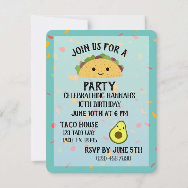 Invitación a la fiesta del taco (Anverso)