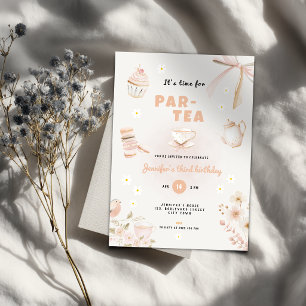 Invitación a la Fiesta del Té con Pastel para Niña