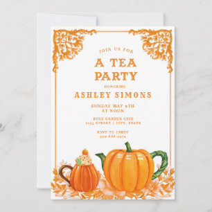 Invitación a la fiesta del té de calabaza de otoño