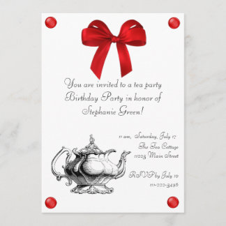 Invitación a la fiesta del té de cumpleaños
