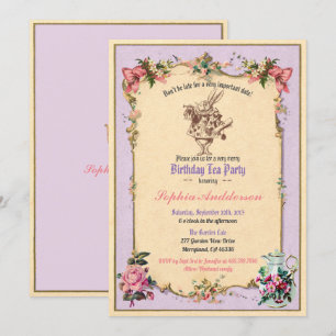 Invitación a la fiesta del té de la tarde de cumpl