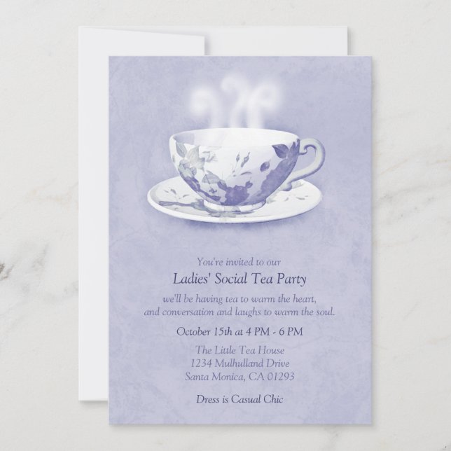 Invitación a la fiesta del té de Lavender (Anverso)