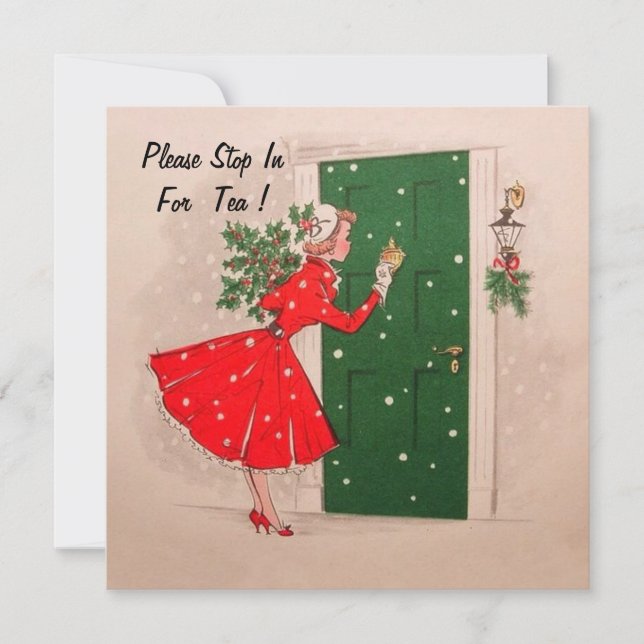Invitación a la Fiesta del Té de Navidad para navi (Anverso)
