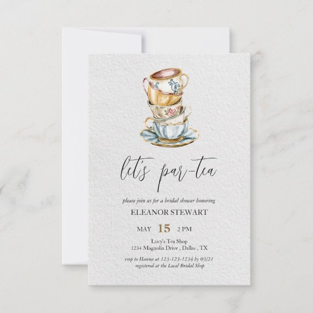 Invitación a la fiesta del té de pera (Anverso)