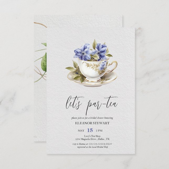 Invitación a la fiesta del té de pera (Anverso / Reverso)