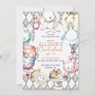 Invitación a la Fiesta del Té de Primer Cumpleaños