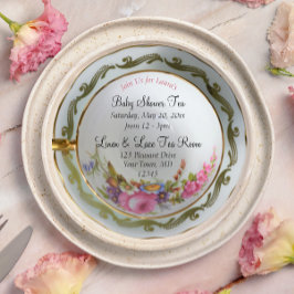 Invitación a la fiesta del té en Baby Shower