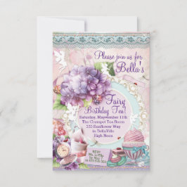 Invitación a la fiesta del té en el jardín de hada