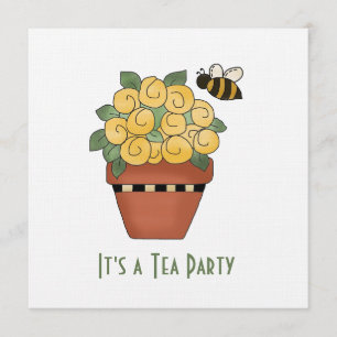 Invitación a la fiesta del té floral amarillo