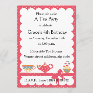 Invitación a la fiesta del té infantil para niños