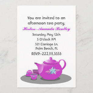 Invitación a la fiesta del té rosa y blanco