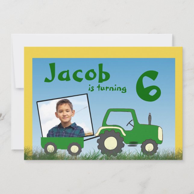 Invitación a la fiesta del tractor: Foto en Cart (Anverso)