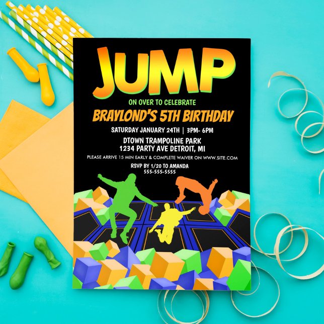 Invitación a la fiesta del trampolín para niños (Subido por el creador)