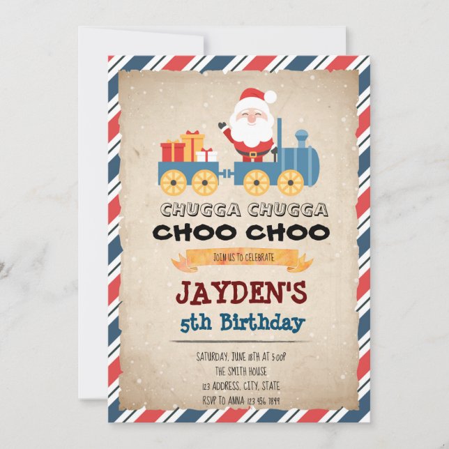 invitación a la fiesta del tren de Navidad (Anverso)