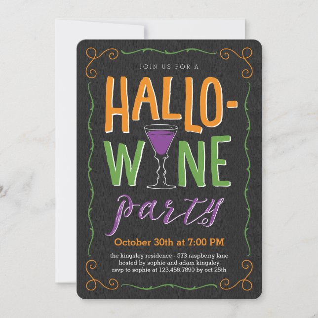 Invitación a la fiesta del vino de Halloween (Anverso)