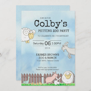 Invitación a la fiesta del zoológico de Petting