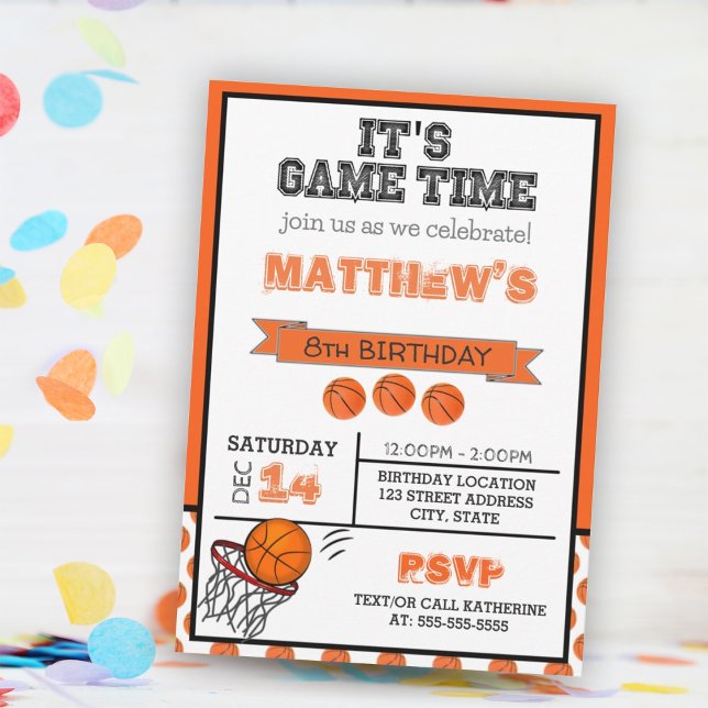 Invitación a la fiesta deportiva de baloncesto (Basketball Sports Party Invitation)