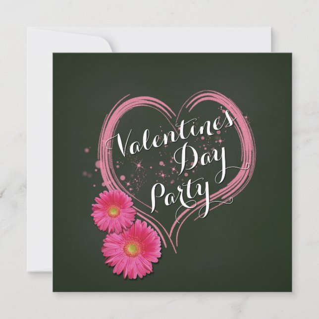 Invitación a la fiesta Día de San Valentín de Flor (Anverso)