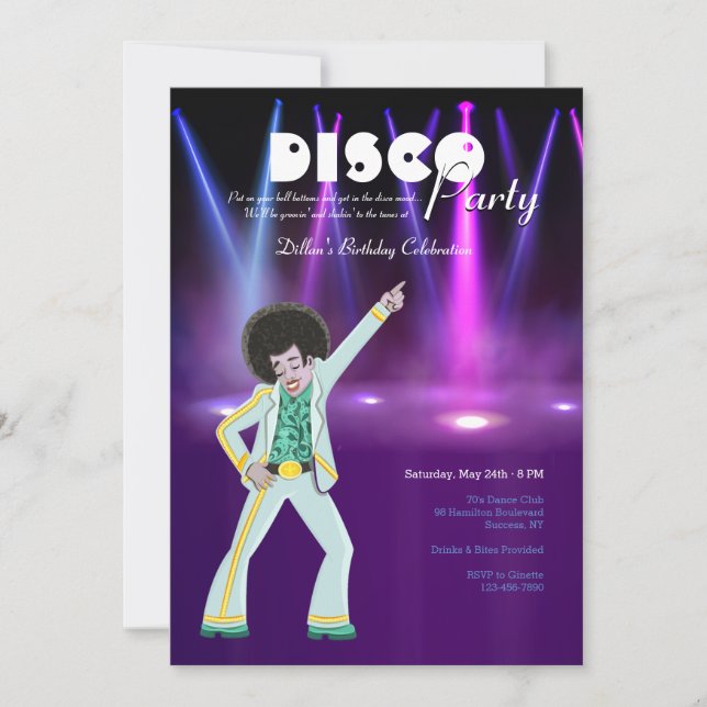 Invitación a la fiesta disco (Anverso)