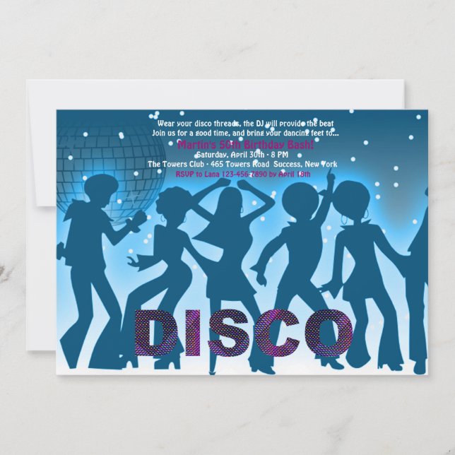 Invitación a la fiesta disco (Anverso)
