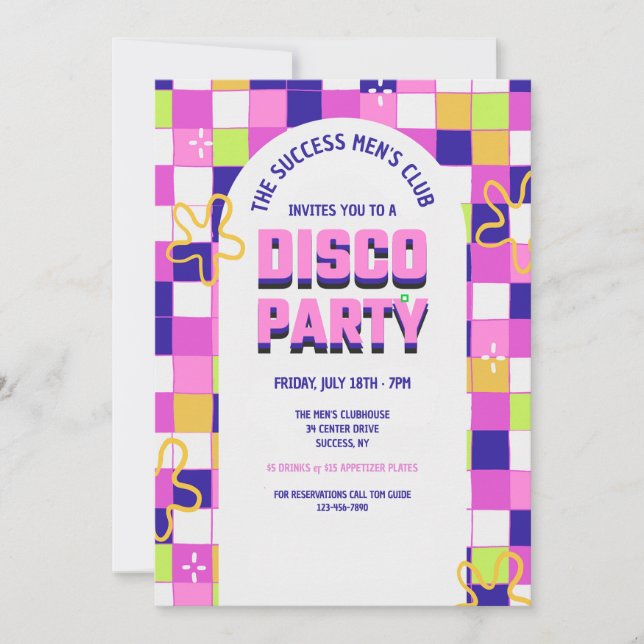 Invitación a la fiesta disco (Anverso)