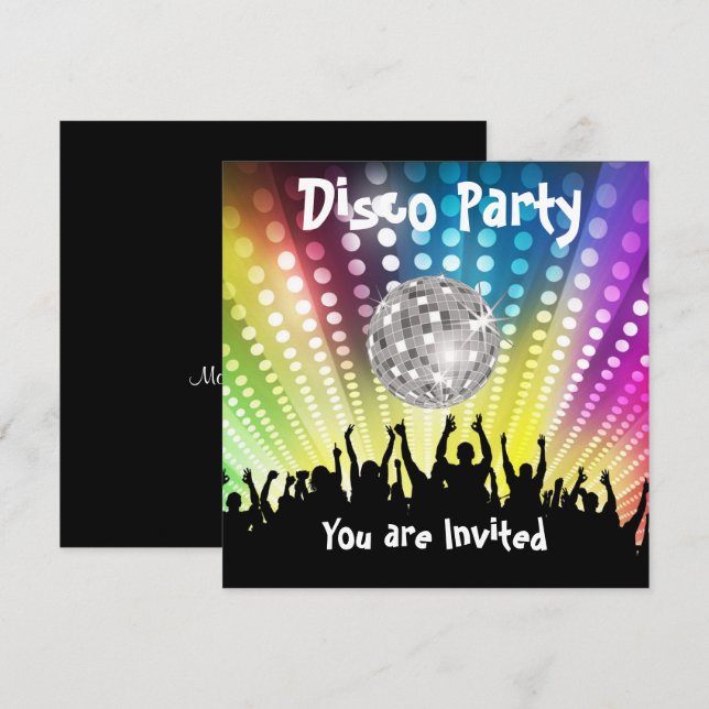 Invitación a la fiesta disco Cualquier celebración (Anverso / Reverso)