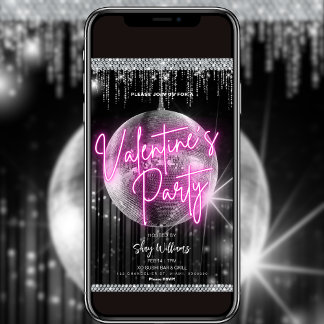 Invitación a la fiesta disco de Neon Valentine