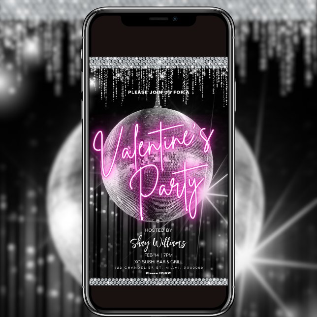 Invitación a la fiesta disco de Neon Valentine (Subido por el creador)