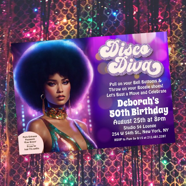Invitación a la fiesta Disco Diva de los 70 (Subido por el creador)