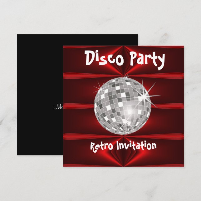 invitación a la fiesta disco retro (Anverso / Reverso)
