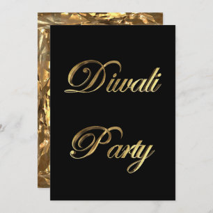 Invitación a la fiesta Diwali elegante negro y oro