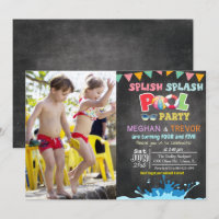 Invitación a la fiesta dual en piscina para cualqu