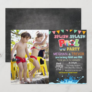 Invitación a la fiesta dual en piscina para cualqu