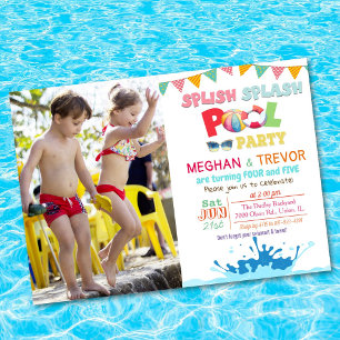 Invitación a la fiesta dual en piscina para cualqu