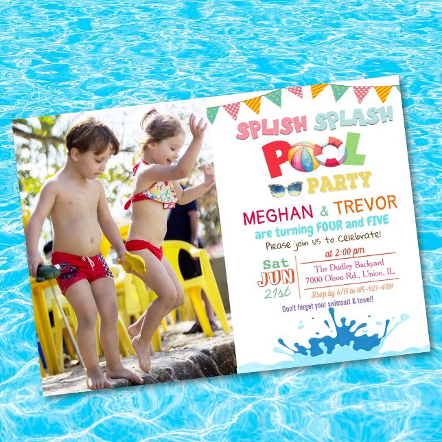 Invitación a la fiesta dual en piscina para cualqu (Subido por el creador)